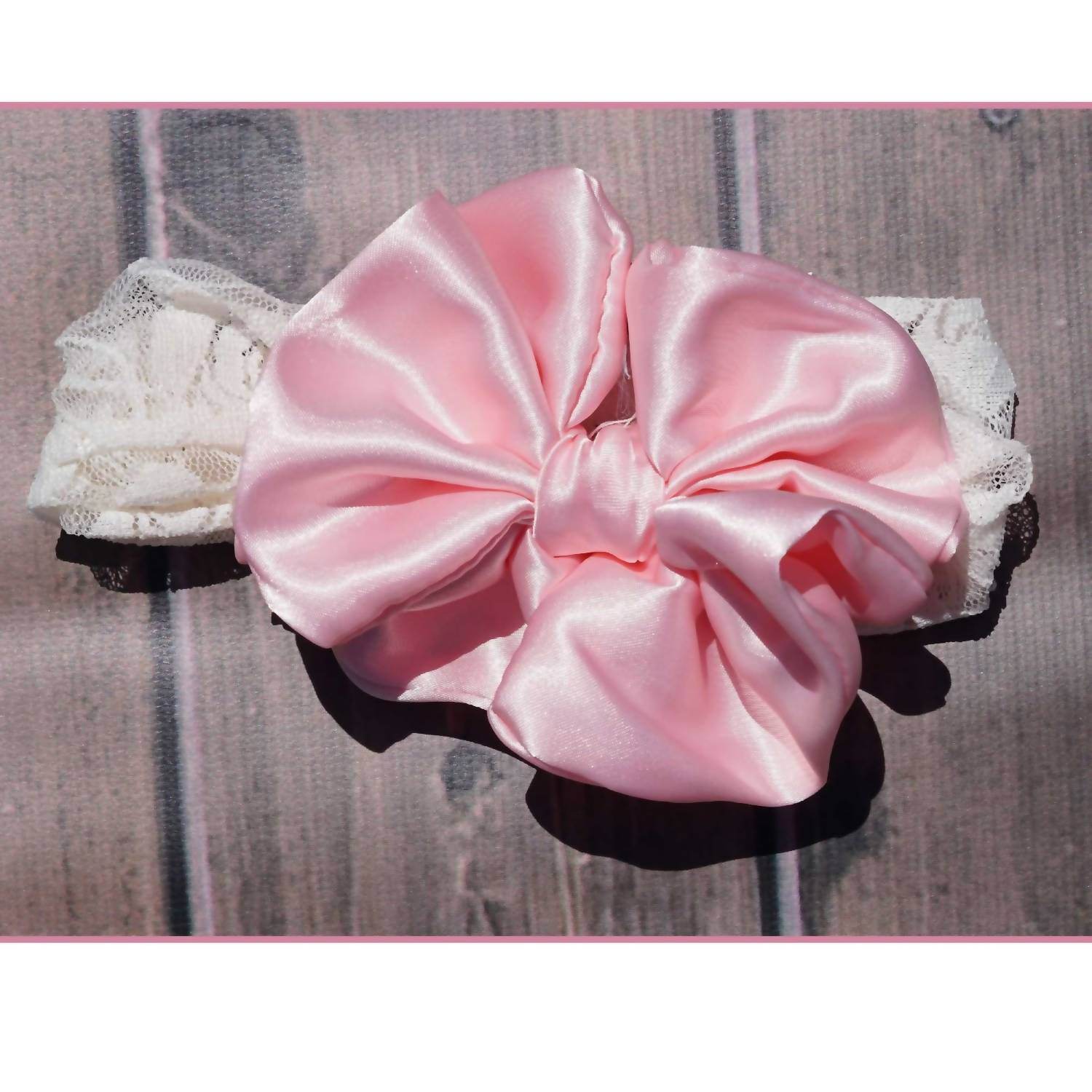 Cuddle Couture - Baby Girls Vintage Lace And Satin Bow Headband - Rack Hunt -