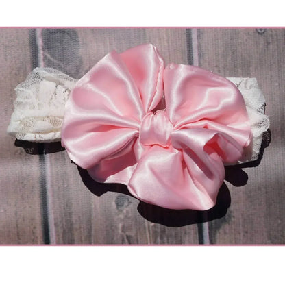 Cuddle Couture - Baby Girls Vintage Lace And Satin Bow Headband - Rack Hunt