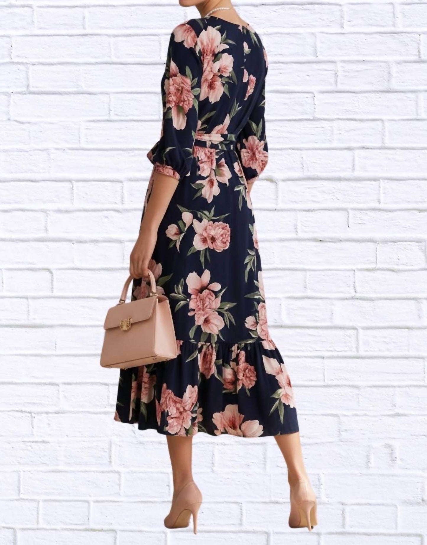 Diva USA - Floral Midi Dress With Belt And Side Pockets - Rack Hunt -