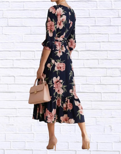 Diva USA - Floral Midi Dress With Belt And Side Pockets - Rack Hunt
