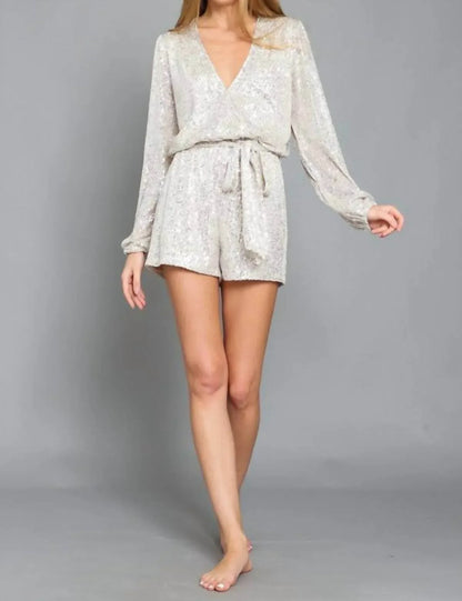 Moda Borboleta - Sequin Long Sleeve Romper - Rack Hunt