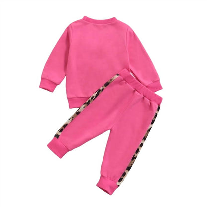 Girl's Leopard Heart Jogger Set