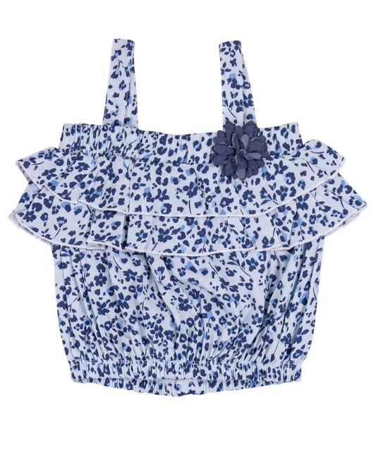 EMC - Girl's Floral Sleeveless Satin Ruffle Top - Rack Hunt