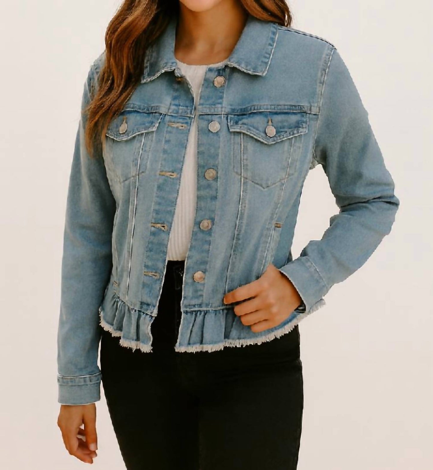 Peplum Hem Denim Jacket