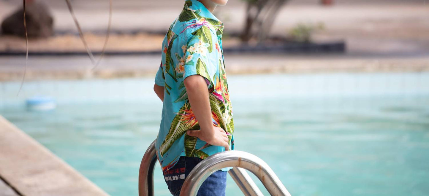 Boys Birds Of Paradise Shortsleeve "kalani" Aloha Shirt