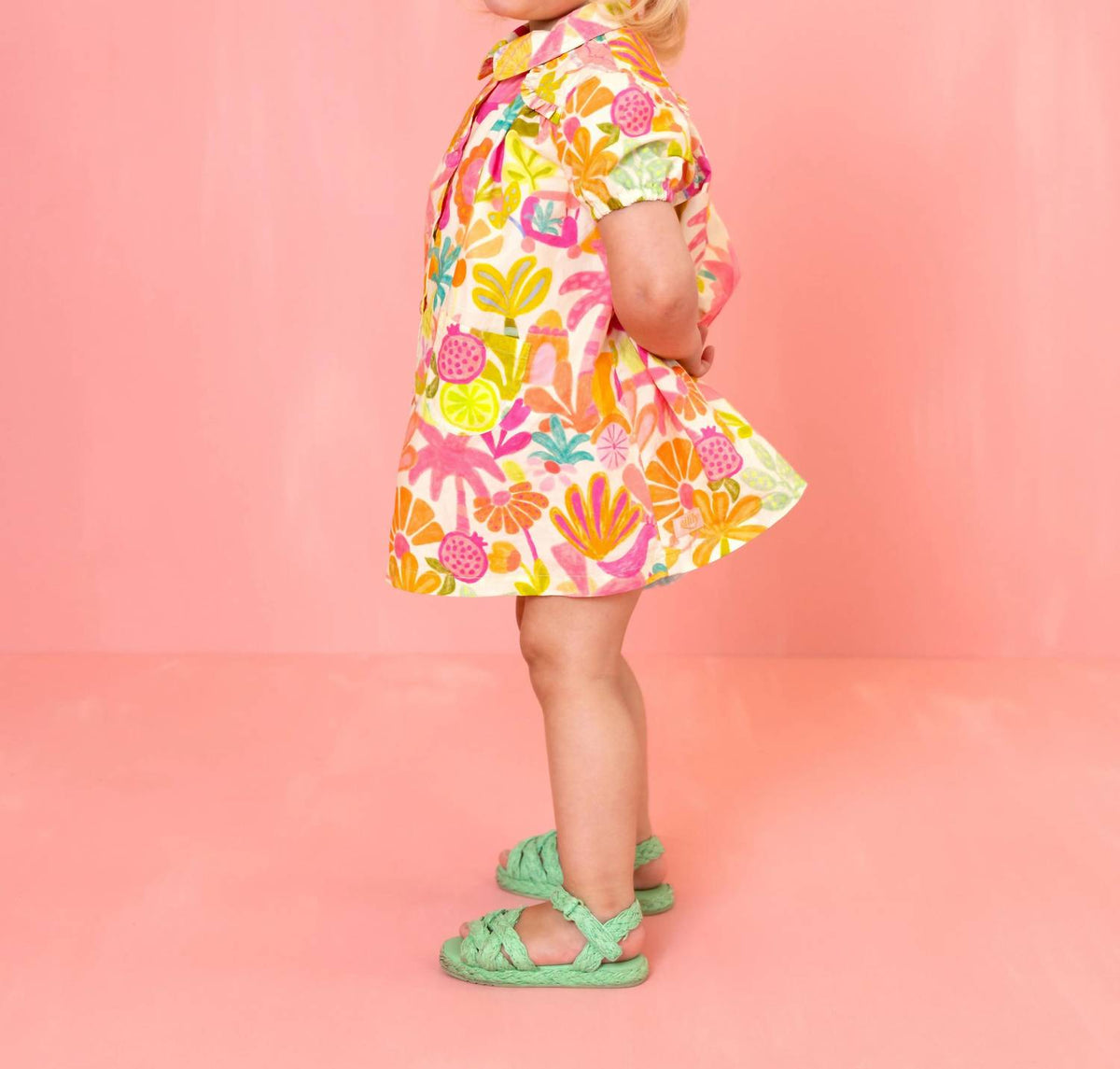 Girl's Daloo Almond Oil Floral Dress