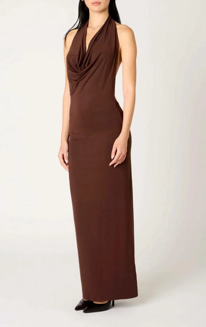 Place Showroom - Halter Cowl Neck Bodycon Maxi Dress - Rack Hunt