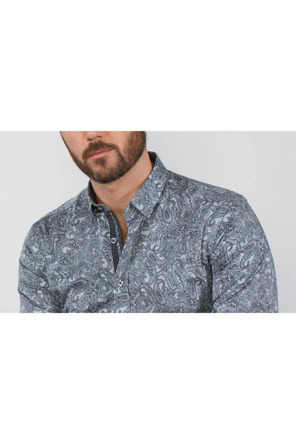 Sketch Paisley Button Down Shirt With Trim