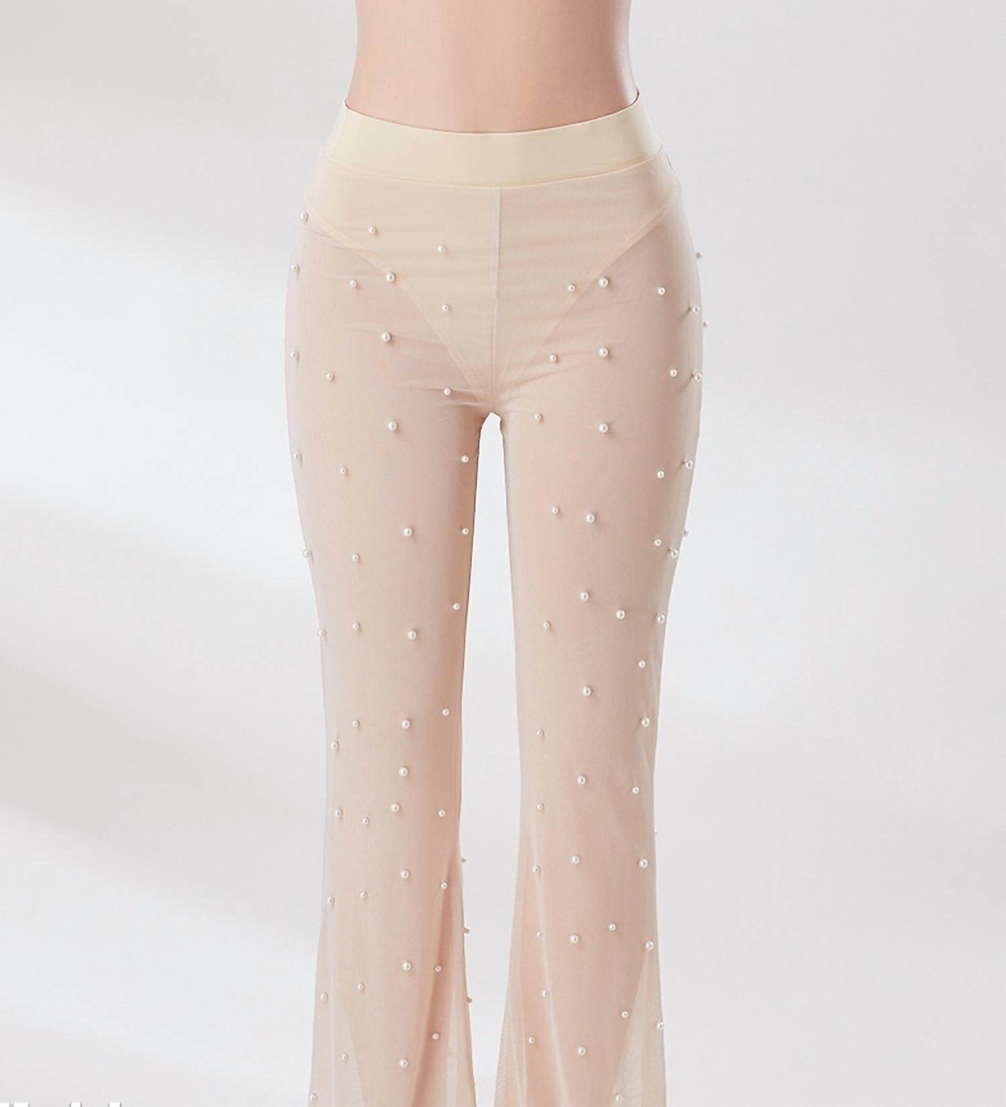 MB Fashion Wholesale - Sophie Wide-leg Pearl Beaded Sheer Pants - Rack Hunt