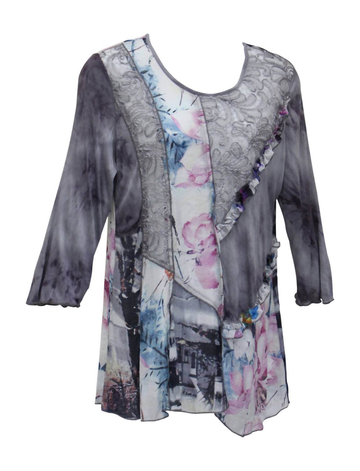 LV Collection - Women's Floral & Ruffle Tunic - Rack Hunt -