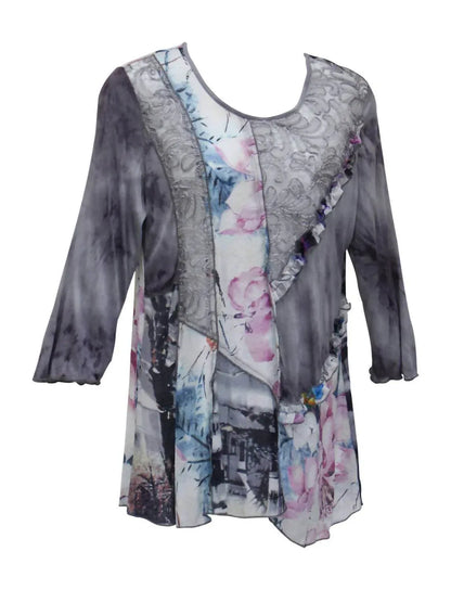LV Collection - Women's Floral & Ruffle Tunic - Rack Hunt