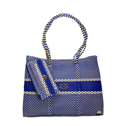 Women's Travel Woven Striped Tote Bag With Clutch