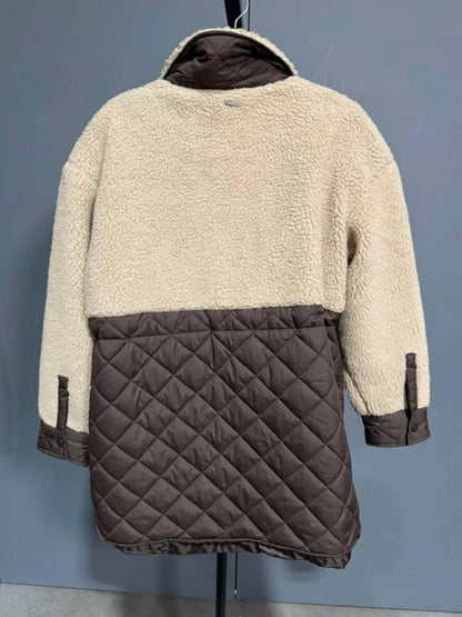 Sherpa Trim Longline Quilted Jacket