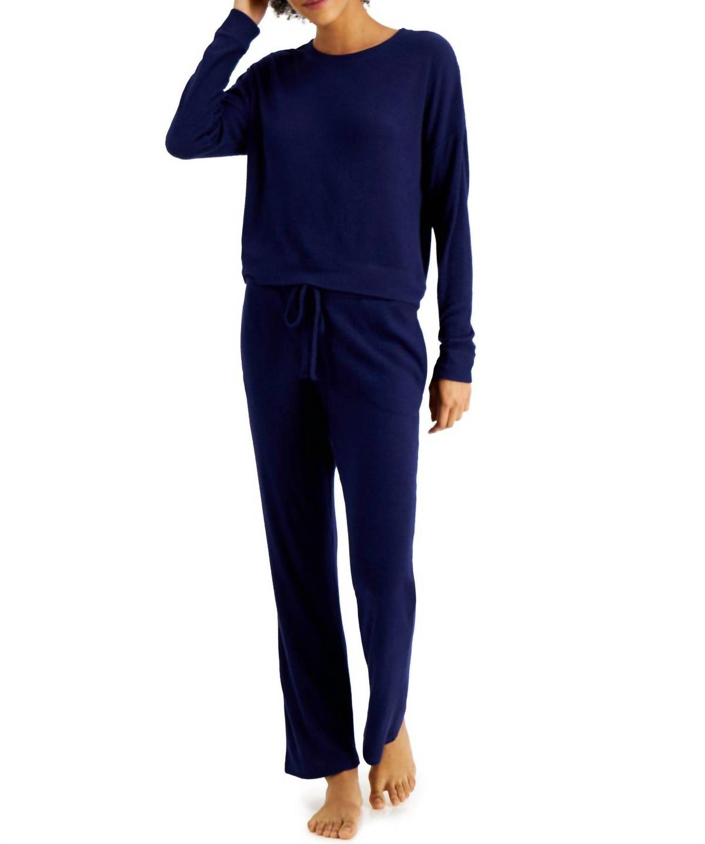 Women's Ribbed Wide Leg Pajama Set