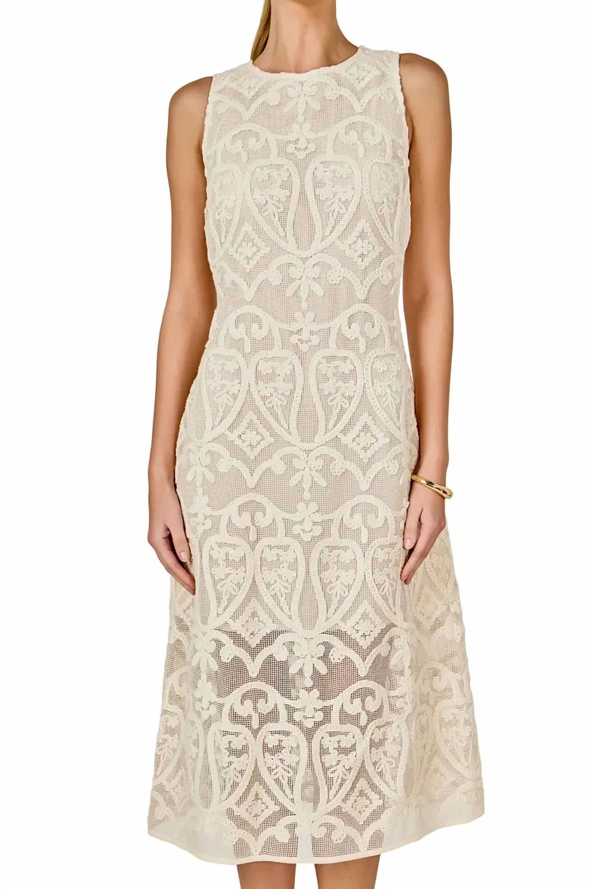 Lace Sleeveless Midi Dress