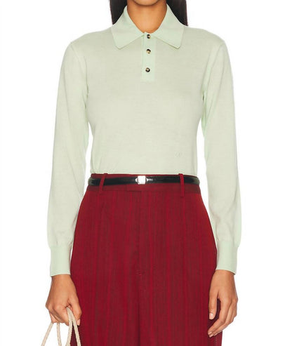 Fine Cashmere Crop Polo Embroidery Shirt