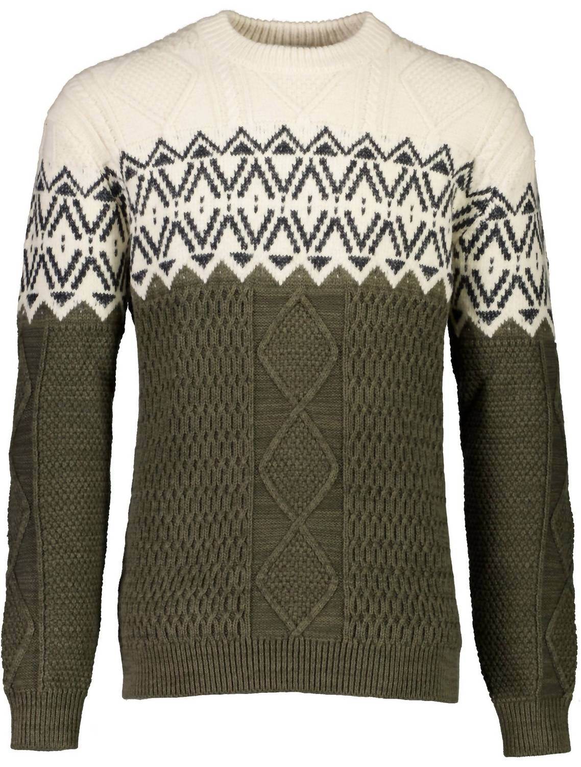 Lindbergh - Two Color Yolk Cable Knit Sweater - Rack Hunt -