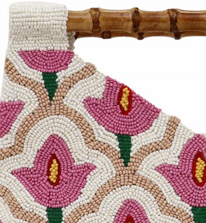 Women's Floral Cut-out Bamboo Handle Bag