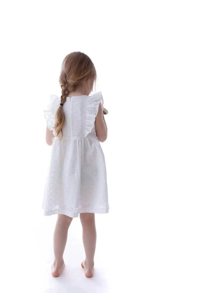 Phlona Girl's Eyelet Dress in White - view 3