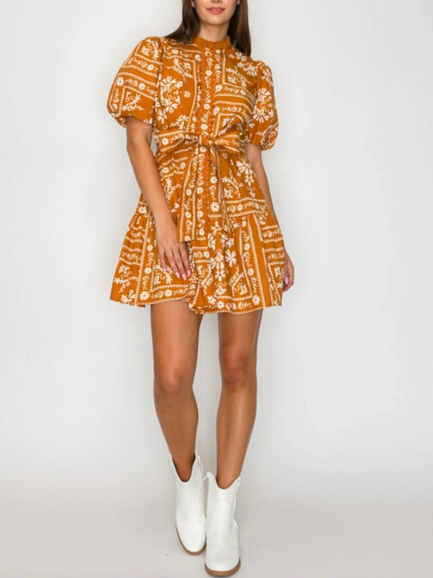 Bandana Print Cotton Mini Dress