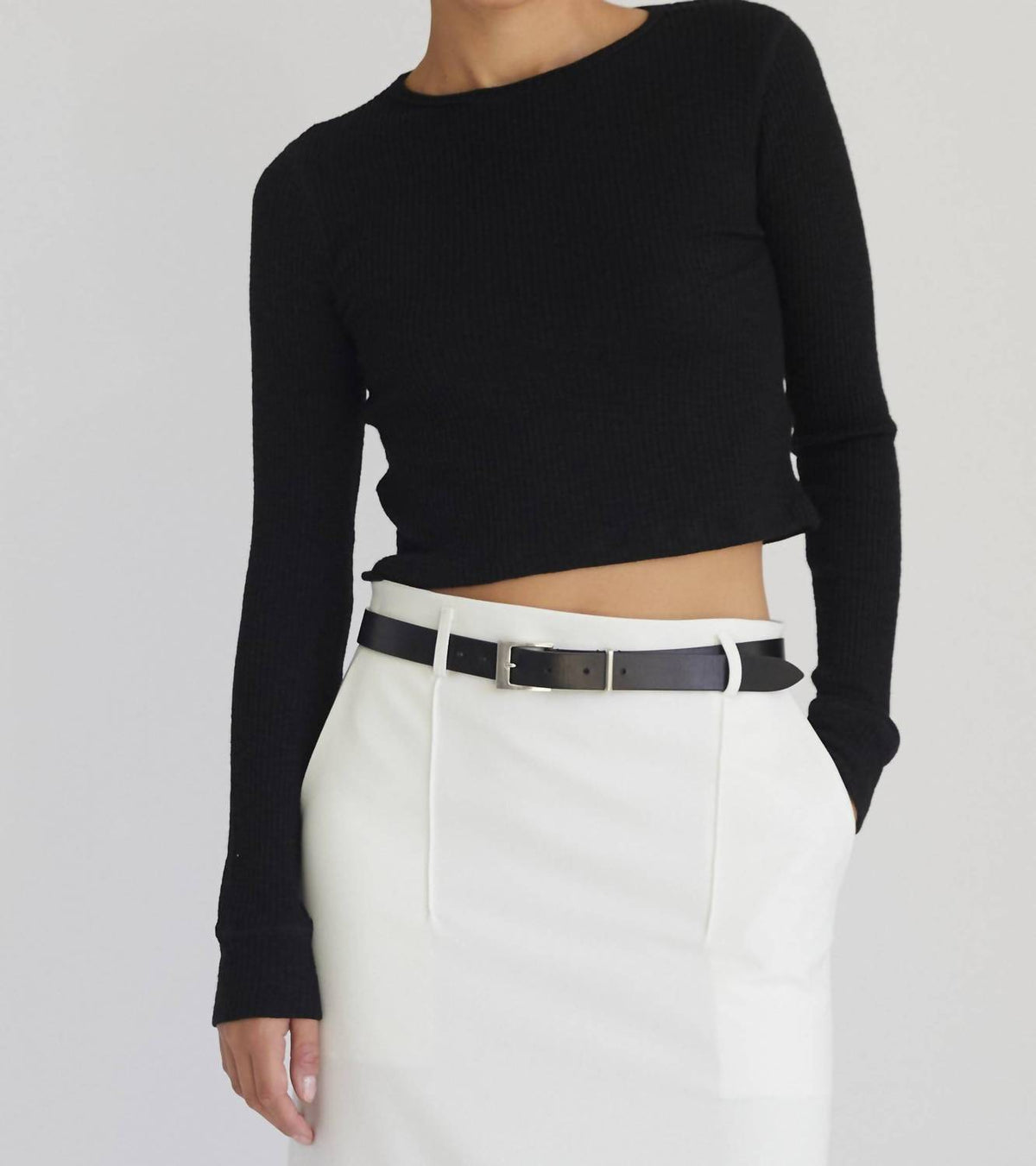 Women's Cropped Fitted Long Sleeve Top