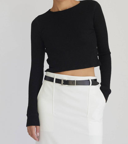 Women's Cropped Fitted Long Sleeve Top