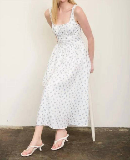 Floral Sleeveless Front Tie Corset Midi Dress