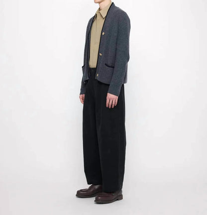 7115 by SZEKI - V-neck Pockets Trimmed Cardigan - Rack Hunt