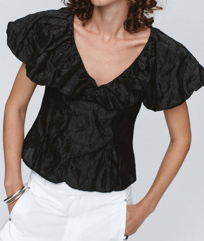 Andre Textured Ruffle Top