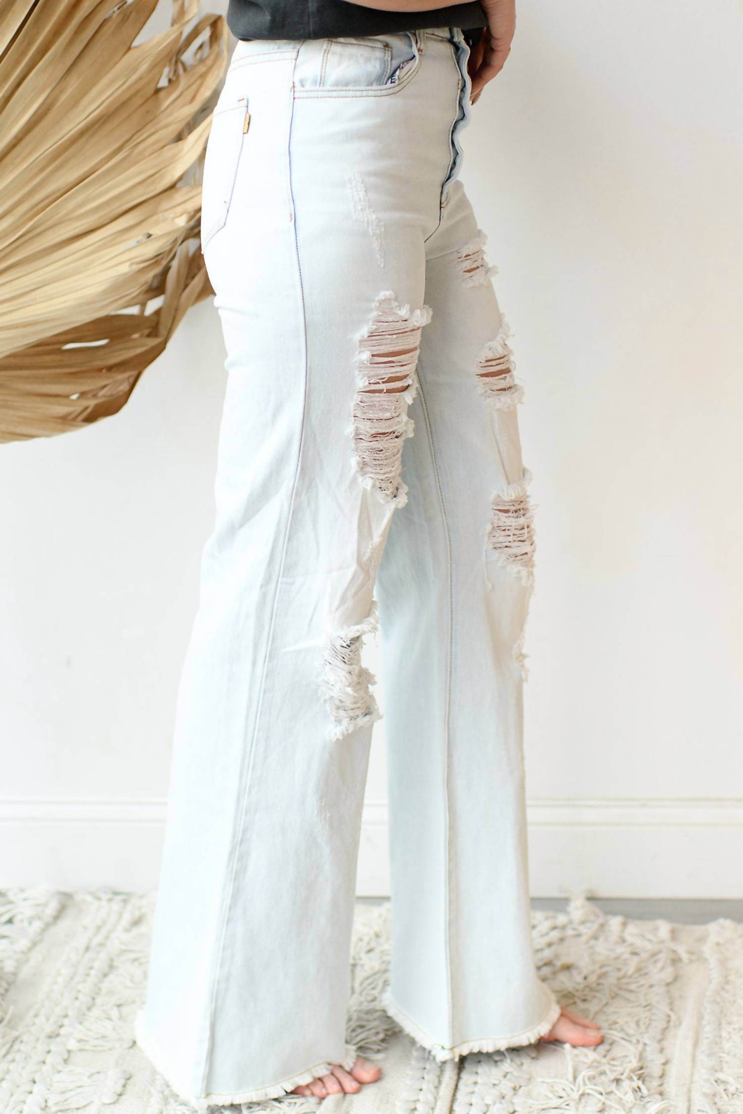 VIBRANT - Give Me 5 Button Up Wide Leg Jeans - Rack Hunt -