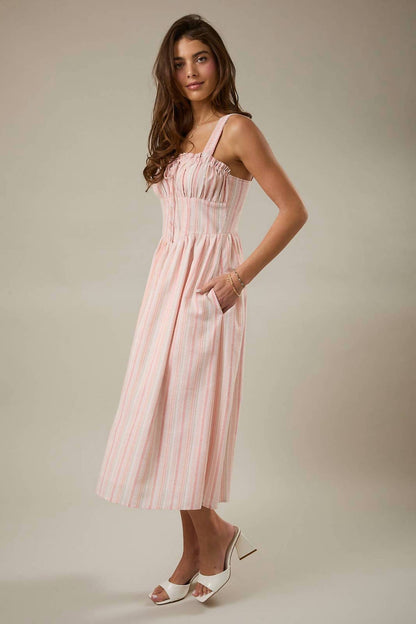 Square Neck Sleeveless Fit And Flare Dress