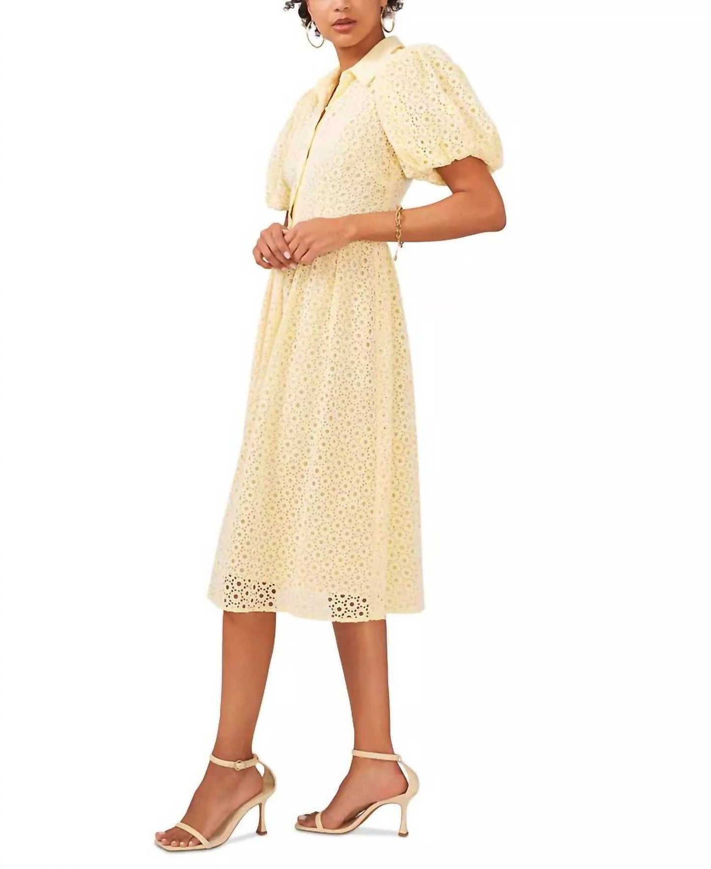 Balloon-sleeve Cotton Dress