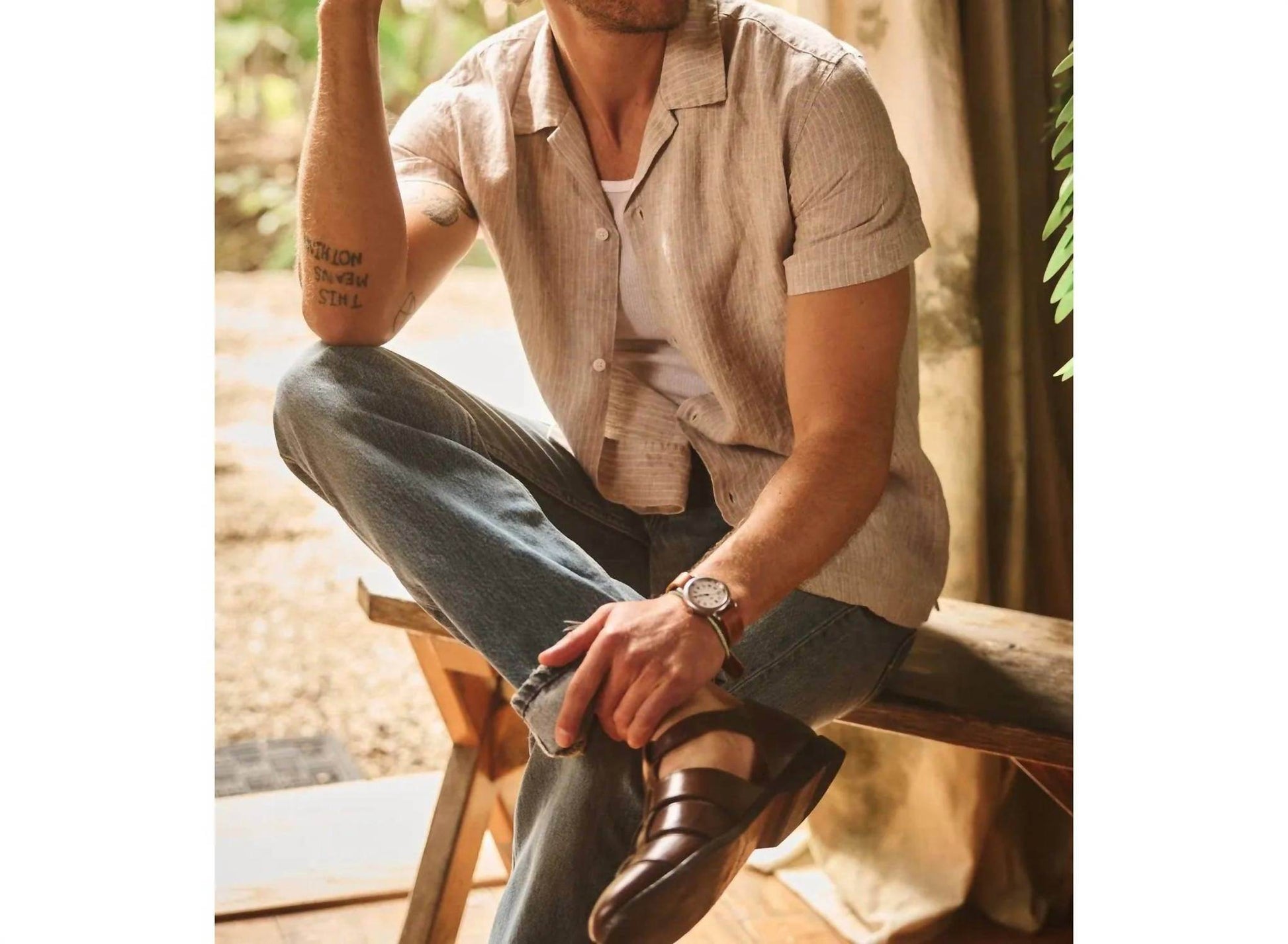 Velvet Men - Julius Linen Stripe Button Up Shirt - Rack Hunt -