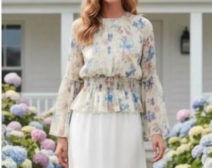 Lily of the Valley Jennie Boho Cottage Snowberry Floral Blouse