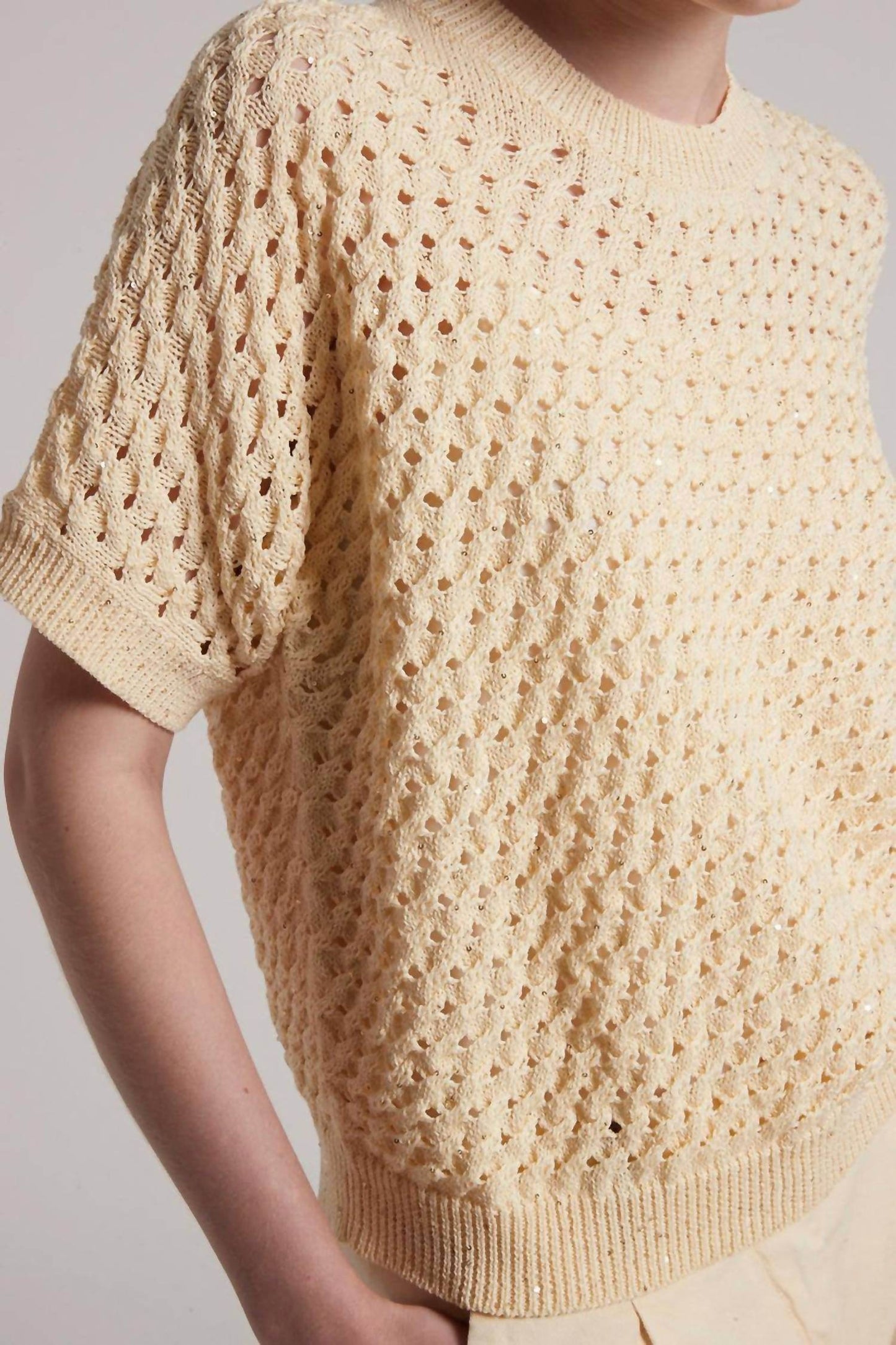 PESERICO - Short Sleeve Knit Cotton Sweater - Rack Hunt -