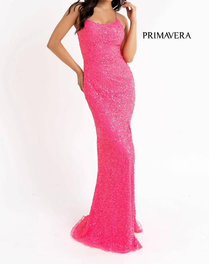 Lace Up Back Sequin Gown