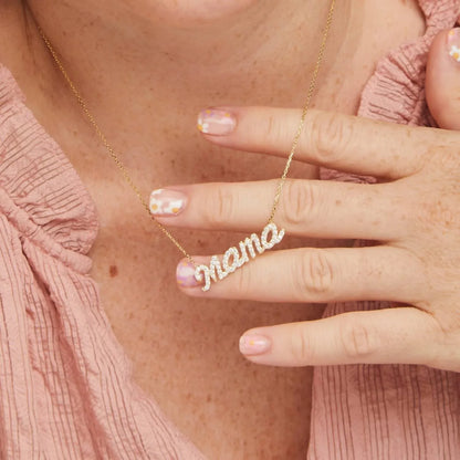 Women's Cubic Zirconia "mama" Necklace