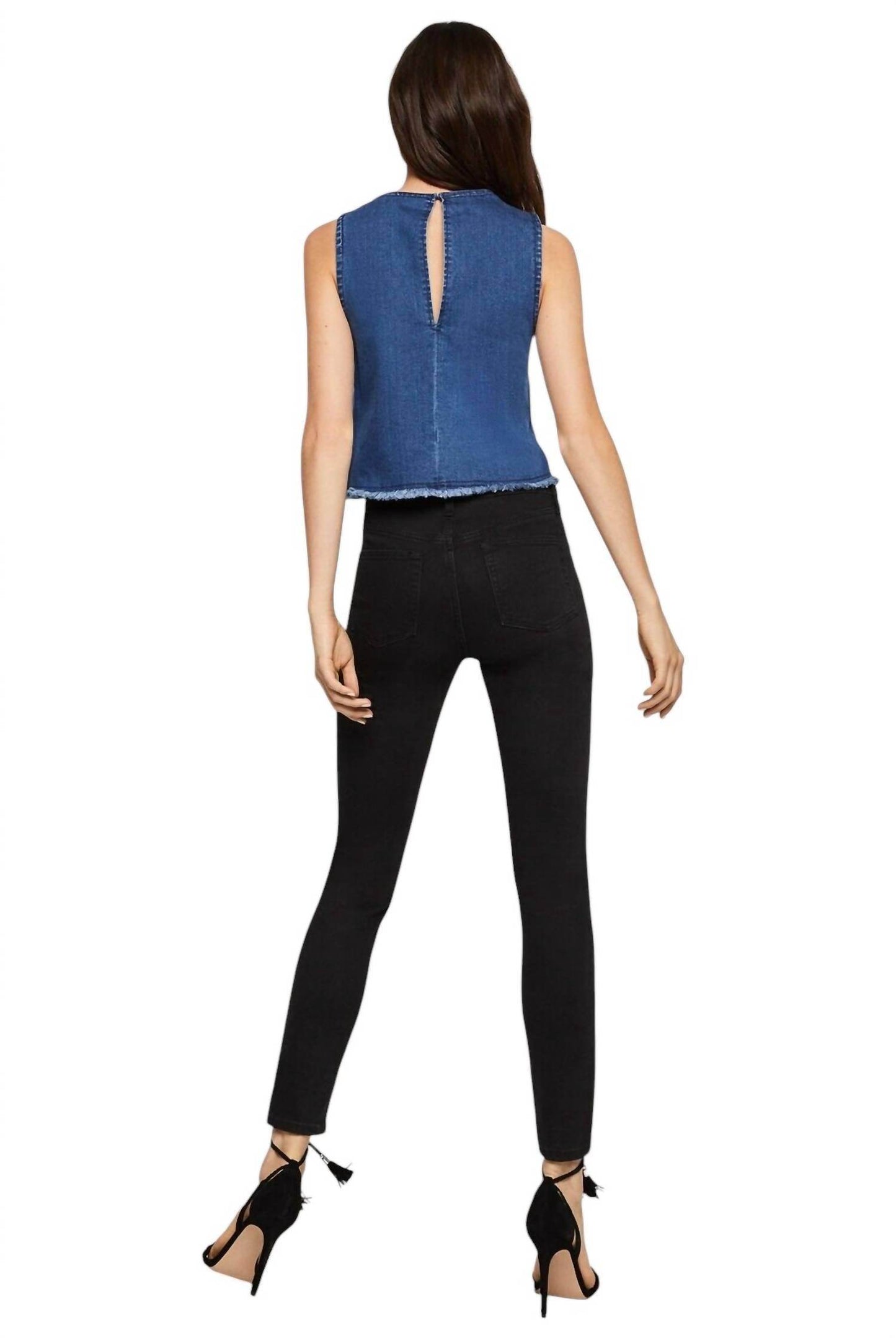 BCBGeneration - Frayed Hem Denim Crop Top - Rack Hunt -