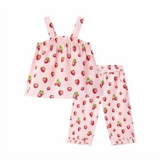 Girl's Strawberry Ruffle Tank & Pant Set