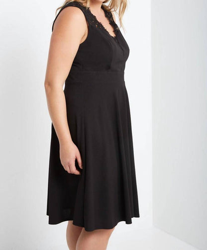 Lace Up Sleeveless V-neck Fit And Flare Dress - Plus