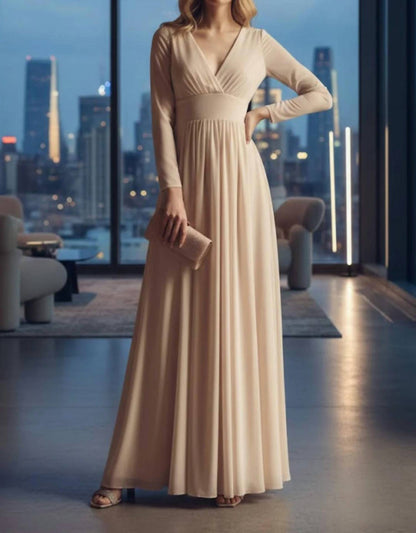Long Sleeve Sheer Mother Of The Bride Dress