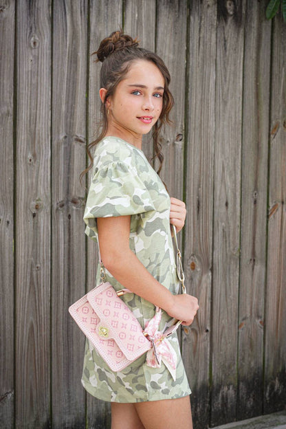 Girls Camo Print Tee Shirt Dress