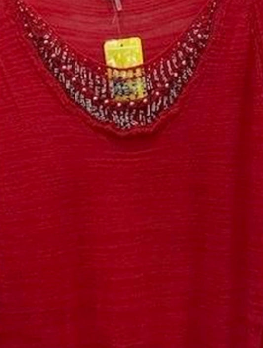 Women Beaded Neckline Sweater