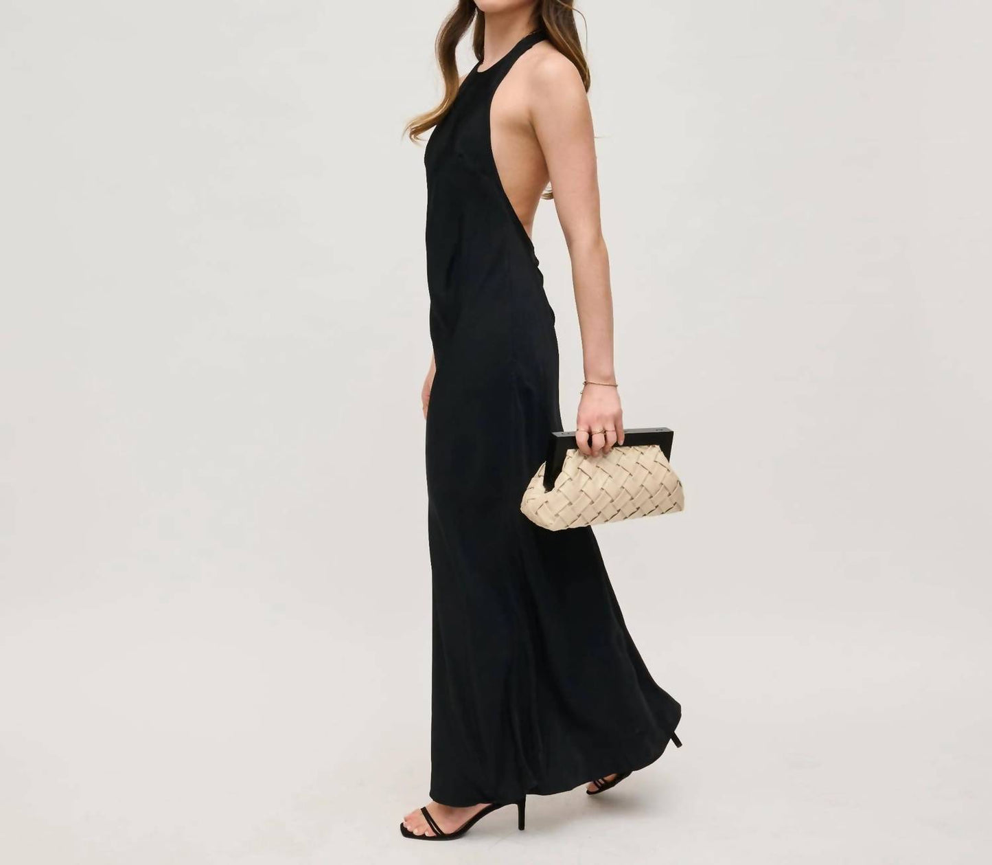 Jamie Woven Wooden Frame Clutch Bag