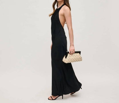 Jamie Woven Wooden Frame Clutch Bag