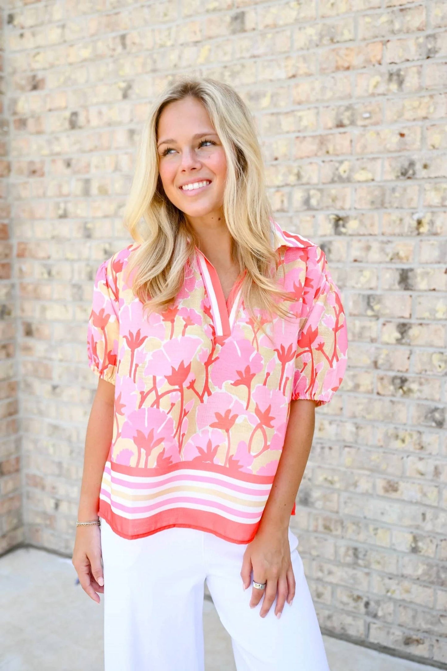 Striped Blossom Top