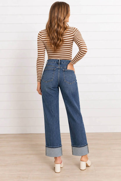 Cuffed Boyfriend Denim Jeans