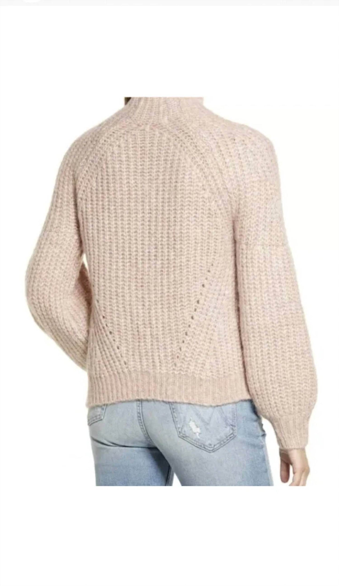 All in Favor - Mock Neck Chunky Knit Balloon Sleeve Sweater - Rack Hunt -