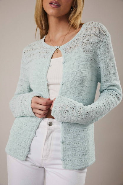 Alessia Open Weave Button Cardigan