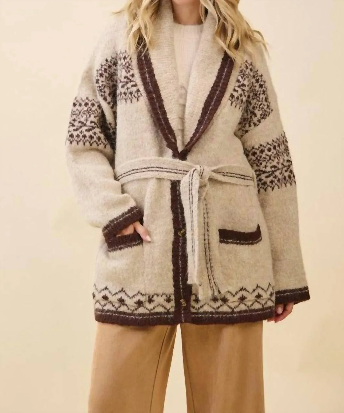 LOVELO - Fuzzy Knit Belted Cardigan - Rack Hunt